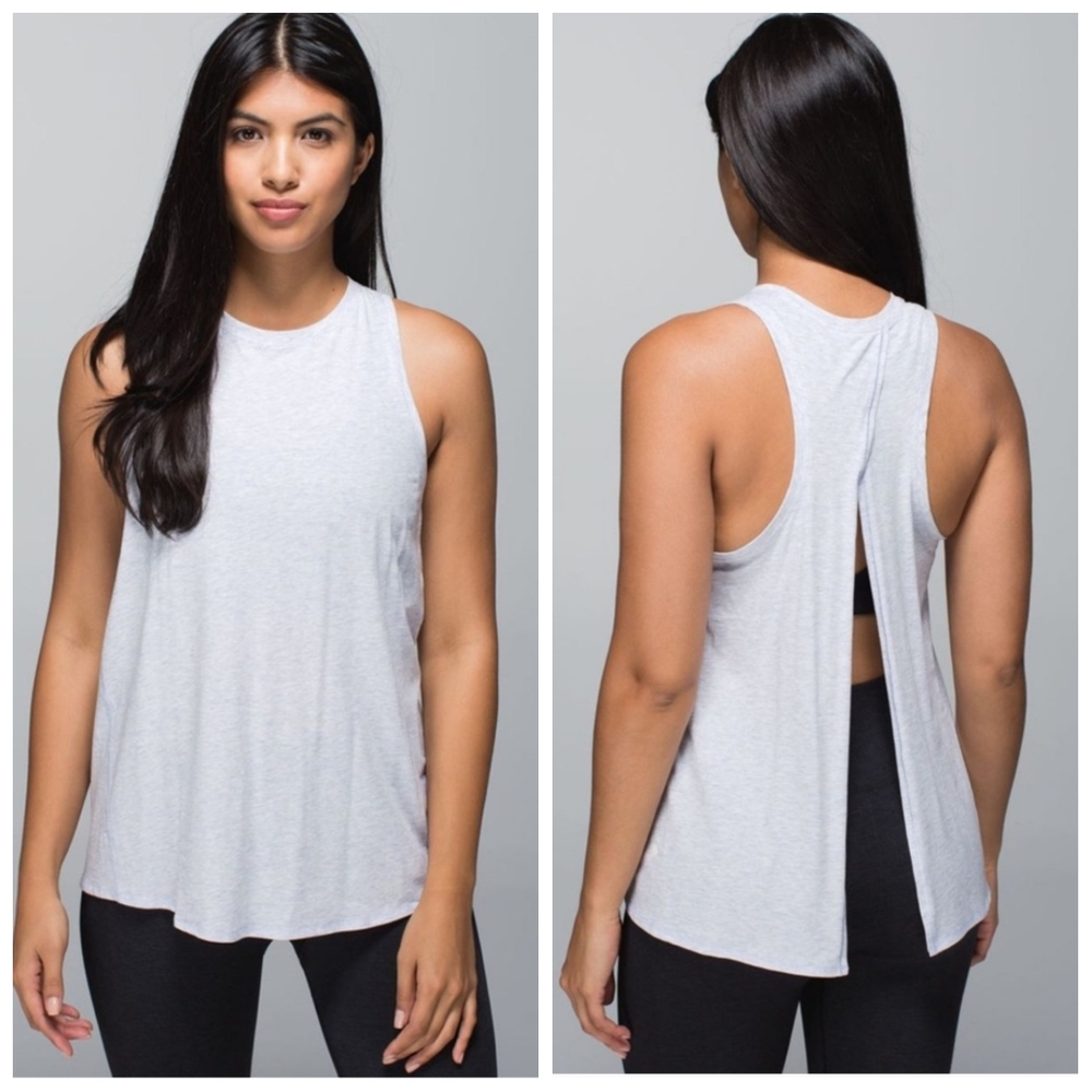 Lululemon All Tied Up Tank Pima Cotton  Heathered Breezy Blue Women's XS
